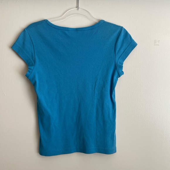 Vintage Cowgirl Hardware Star blue and white baby tee. Made in the USA - Picture 4 of 4